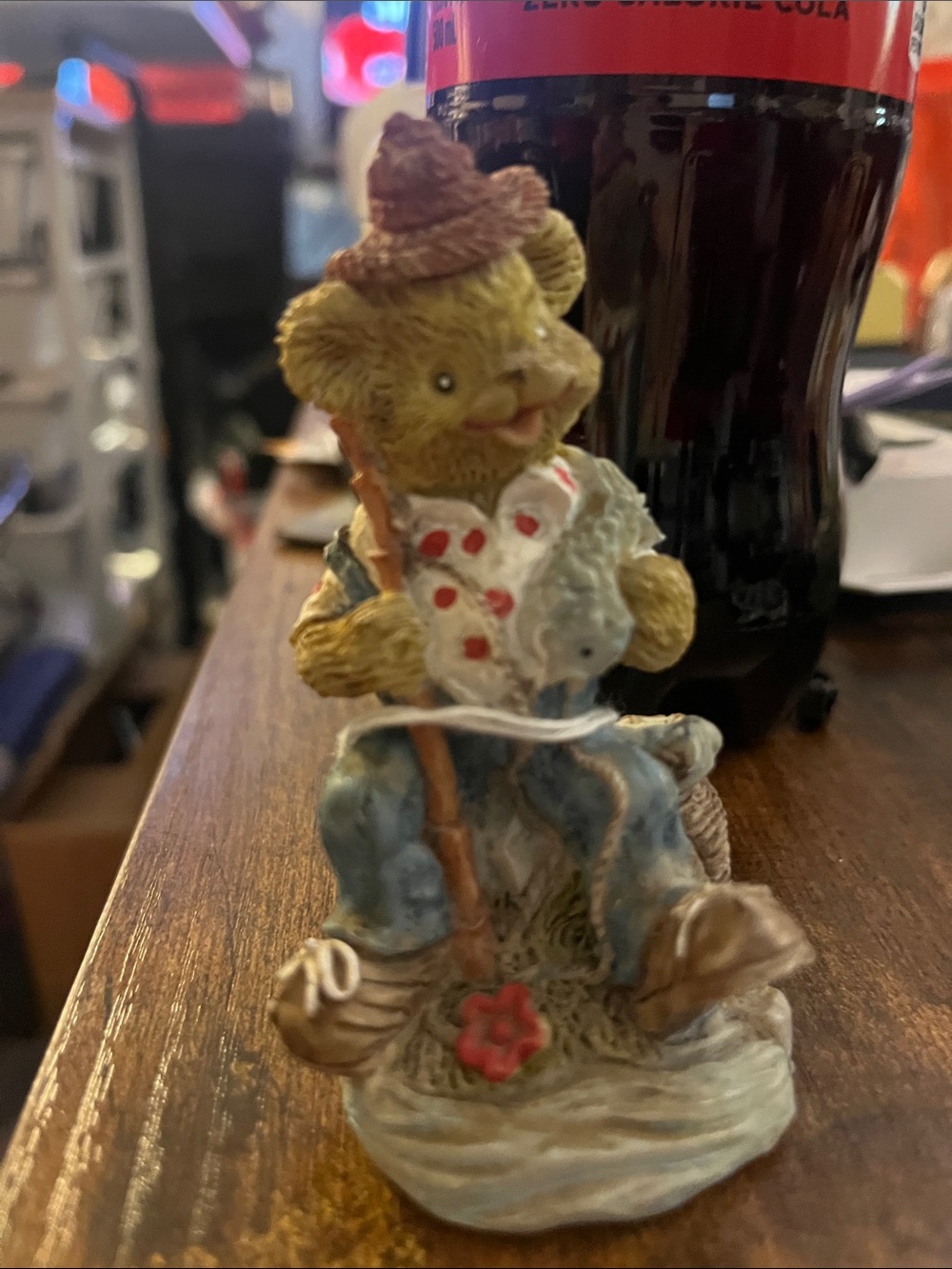 Hobo Teddy Bear sitting to relax after fishing trip 352